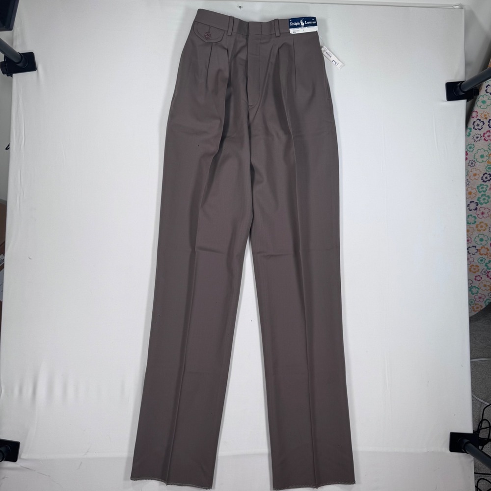 Vtg Ralph Lauren NWT Wool Pleated Trousers Women's 8 Tall Minimalist Office Read - Picture 8 of 15